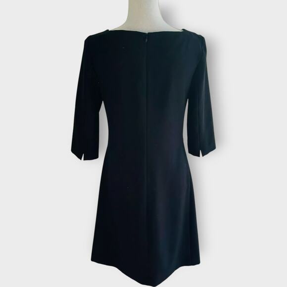 MM Lafleur Alexandra Dress V Neck A Line Black 3/4 Sleeve Stretch Knee Length 8 - Picture 4 of 10